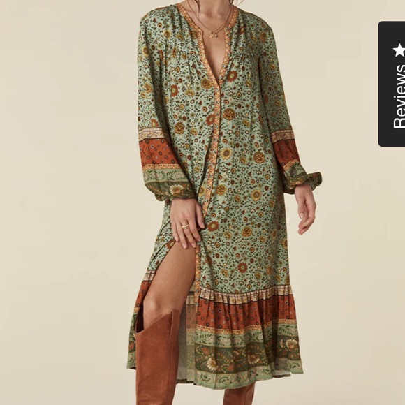 NWT Spell Lady Untamed Button Through Midi in Matcha size small - Picture 3 of 16